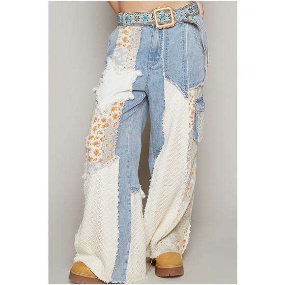 Pol Denim and Floral Jeans main image 1